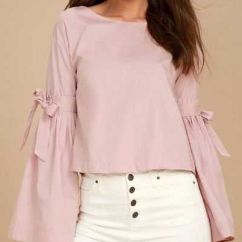 Free People Trumpet tie blouse with back button